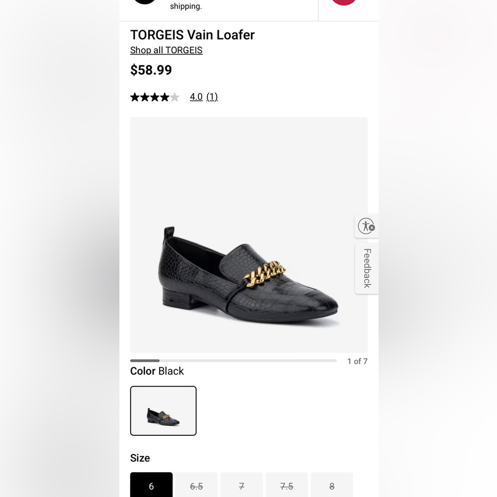New! TORGEIS Vain Loafer Size 7